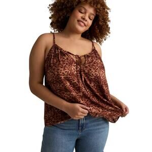 NWT Torrid Festi Crinkle Gauze Animal Print Leopard Halter Top - Size 3X 22-24